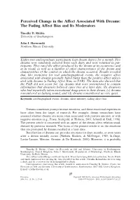 Perceived Change in the Affect Associated with Dreams: the Fading Affect Bias and Its Moderators
