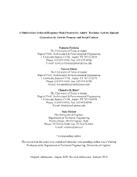 A Multivariate Ordered Response Model System for Adults' Weekday