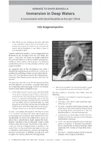 Immersion in Deep Waters a Conversation with David Boadella