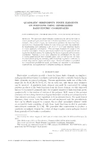 Quadratic Serendipity Finite Elements on Polygons Using Generalized Barycentric Coordinates