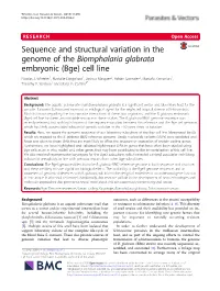 Sequence and Structural Variation in the Genome of the Biomphalaria Glabrata Embryonic (Bge) Cell Line Nicolas J