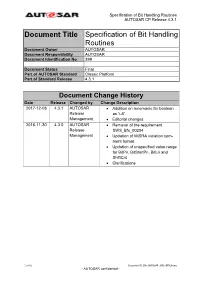 Specification of Bit Handling Routines AUTOSAR CP Release 4.3.1