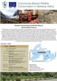 Community-Based Wildlife Conservation in Bartang Valley