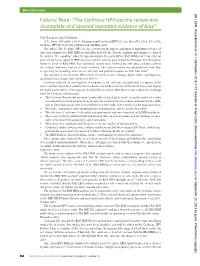 Editors' Note: “The Cochrane HPV Vaccine Review Was Incomplete And