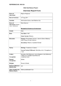 GAA Oral History Project Interview Report Form