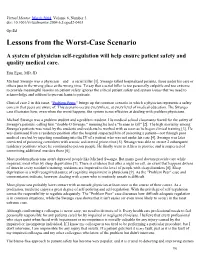 Lessons from the Worst-Case Scenario, Mar 04 ... AMA Journal Of