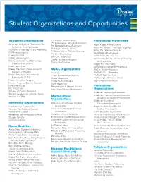 Student Organizations List
