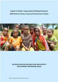 Support for Mother Tongue Based, Multilingual Education (MTB-MLE) for Schools in Rural and Remote Areas of Papua