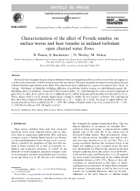 Characterization of the Effect of Froude Number on Surface Waves