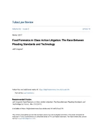 Food Forensics in Class Action Litigation: the Race Between Pleading Standards and Technology
