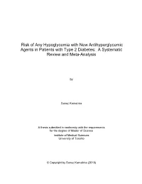 Risk of Any Hypoglycemia with New Antihyperglycemic Agents in Patients with Type 2 Diabetes: a Systematic Review and Meta-Analysis