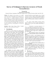 Survey of Techniques to Increase Accuracy of Touch Screen Devices