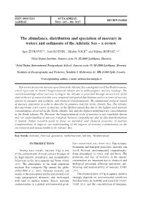 The Abundance, Distribution and Speciation of Mercury in Waters and Sediments of the Adriatic Sea – a Review