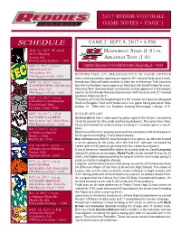 2017 Reddie Football Game Notes • Page 1