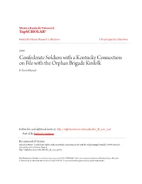 Confederate Soldiers with a Kentucky Connection on File with the Orphan Brigade Kinfolk E
