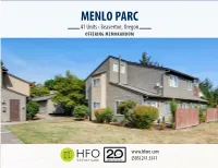 MENLO PARC 41 Units • Beaverton, Oregon OFFERING MEMORANDUM
