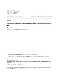 Red Cavalry Commanders and the Second World War