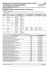 Statement of Persons Nominated, Notice of Poll and Situation Of