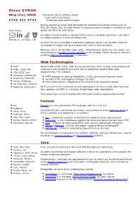 Steve EYNON Web Technologies Fantom Java