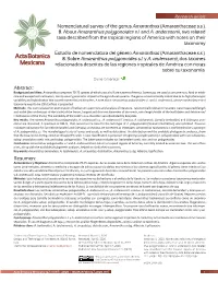 (Amaranthaceae Ss). 8. About Amaranthus Polygonoides Sl and A