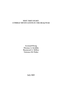 Combat Motivation in the Iraq War