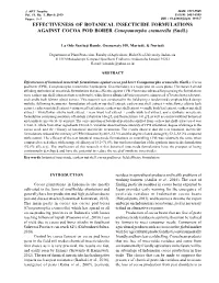 Effectiveness of Botanical Insecticide Formulations Against Cocoaissn: 1411-7525 1 Vol