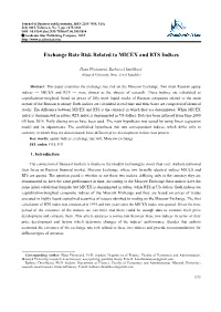 Exchange Rate Risk Related to MICEX and RTS Indices