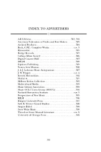Index to Advertisers छ
