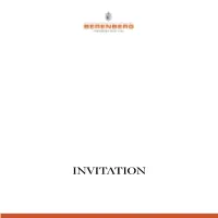 INVITATION BERENBERG Is Delighted to Invite You to Its