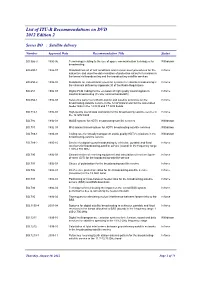 List of ITU-R Recommendations on DVD 2012 Edition 2