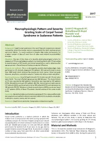 Neurophysiologic Pattern and Severity Grading Scale of Carpal Tunnel