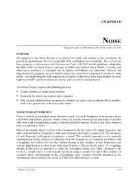 Noise Chapter Contains the Following Sections