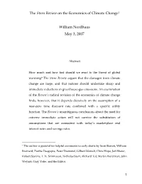 Notes on Stern Report and Discounting