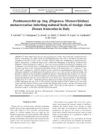 Postmonorchis Sp. Inq.(Digenea: Monorchiidae) Metacercariae