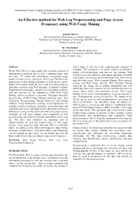 An Effective Method for Web Log Preprocessing and Page Access Frequency Using Web Usage Mining
