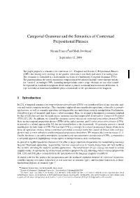 Categorial Grammar and the Semantics of Contextual Prepositional Phrases