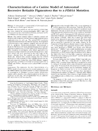 Characterization of a Canine Model of Autosomal Recessive Retinitis Pigmentosa Due to a PDE6A Mutation