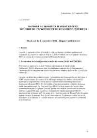 Rapport Préliminaire Du Ministre De L'economie