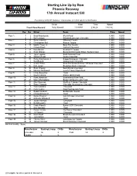 Starting Line up by Row Phoenix Raceway 17Th Annual Instacart 500