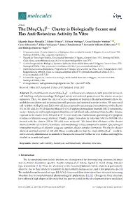 2- Cluster Is Biologically Secure and Has Anti-Rotavirus Activity in Vitro