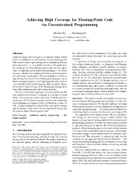 Achieving High Coverage for Floating-Point Code Via Unconstrained Programming
