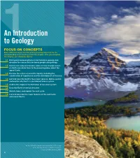 An Introduction to Geology Focus on Concepts Each Statement Represents the Primary Learning Objective for the Corresponding Major Heading Within the Chapter