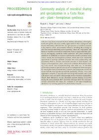 Community Analysis of Microbial Sharing and Specialization in A