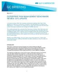 Enterprise Risk Management Benchmark Review: 2013 Update