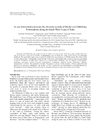 In Situ Observations Increase the Diversity Records of Rocky-Reef Inhabiting Echinoderms Along the South West Coast of India