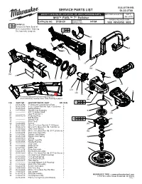 Service Parts List 54-32-2700 Specify Catalog No