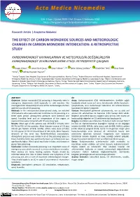 The Effect of Carbon Monoxide Sources and Meteorologic Changes in Carbon Monoxide Intoxication: a Retrospective Study