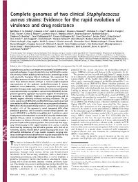 Complete Genomes of Two Clinical Staphylococcus Aureus Strains: Evidence for the Rapid Evolution of Virulence and Drug Resistance