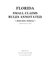 Florida Small Claims Rules Annotated 2020