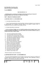 June 4, 2003 [For Information of Members Only] Not to Be